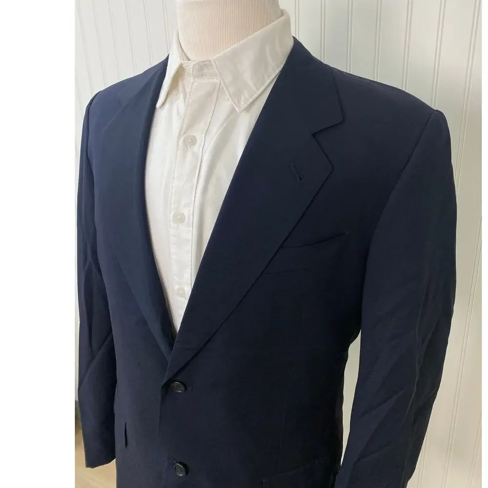 Canali Proposta Italy 2-button 2-piece navy wool pleated pants jacket suit, 40L